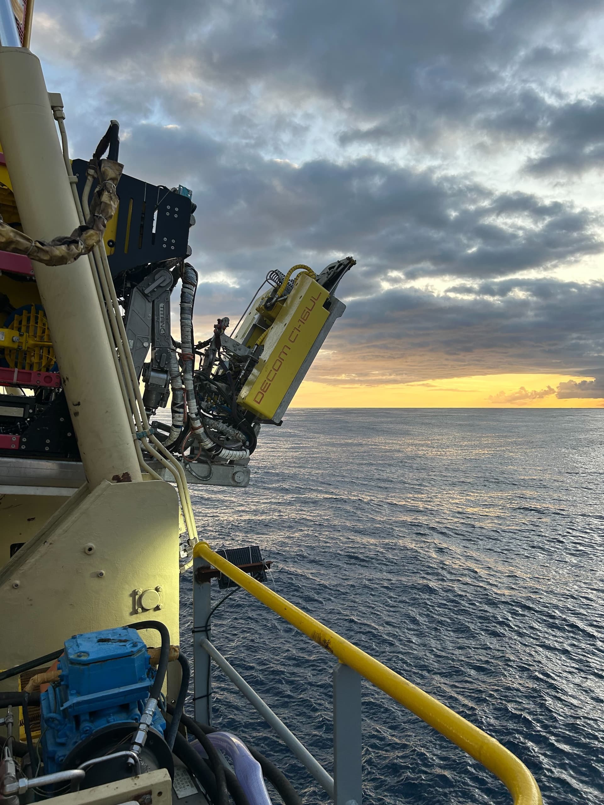 C1-16 UL mounted on ROV being deployed offshore at sunset